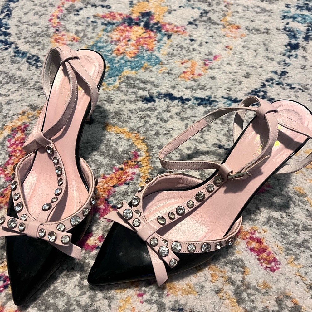 Kate Spade Black and Pink Embellished Pumps - Picture 4 of 5